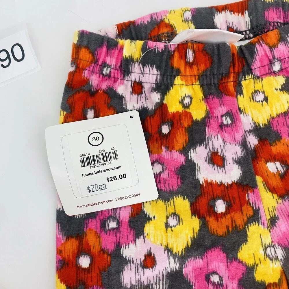 Hanna Andersson 80 CM Outfit Color Block Sleeveless Top With Floral Biker Shorts